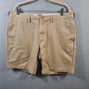 Lands End Shorts Mens 36 Traditional Fit Khaki Chino 100% Cotton Flat Front